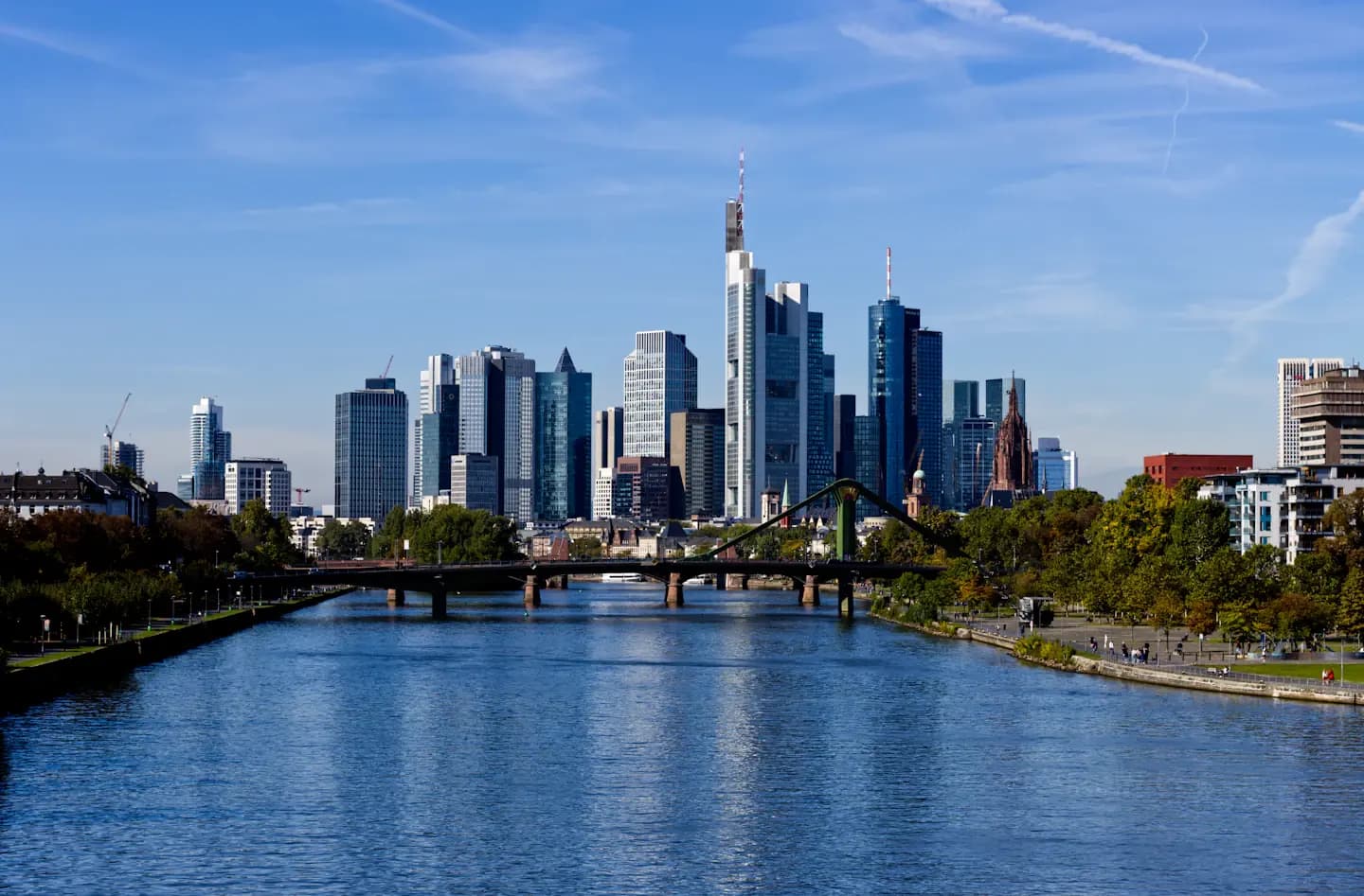 Frankfurt skyline and Main River