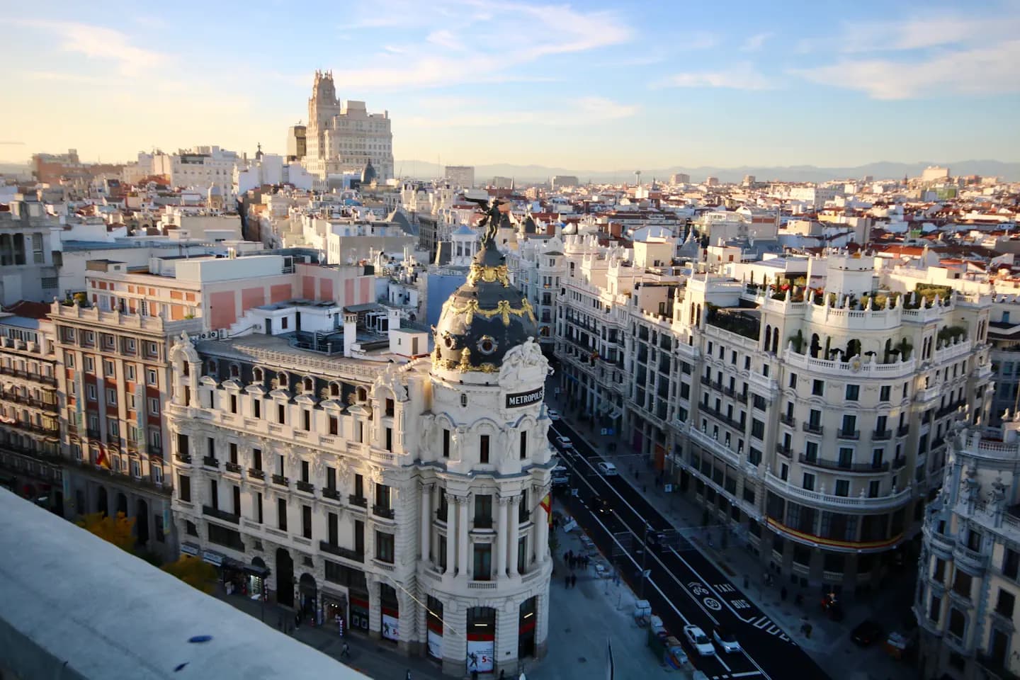 Gran Vía and Metropolis building in Madrid
